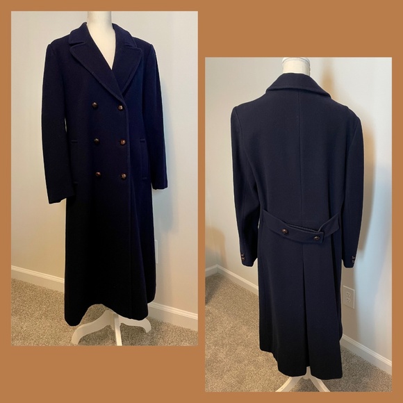 Vintage Forecaster of Boston Navy Blue Pure Wool Trench Coat Women’s Siz…